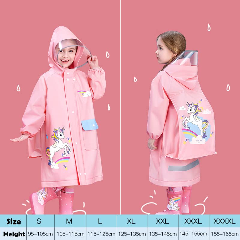 Fewlby Kids Waterproof Raincoat Cartoon Toddler Rainwear