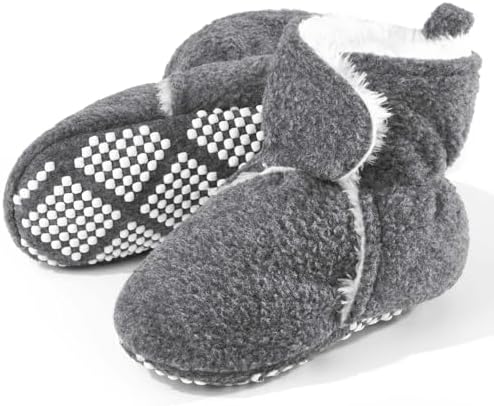 Pro Goleem Cozy Plush Fleece Denim Baby Booties 0-3 Months