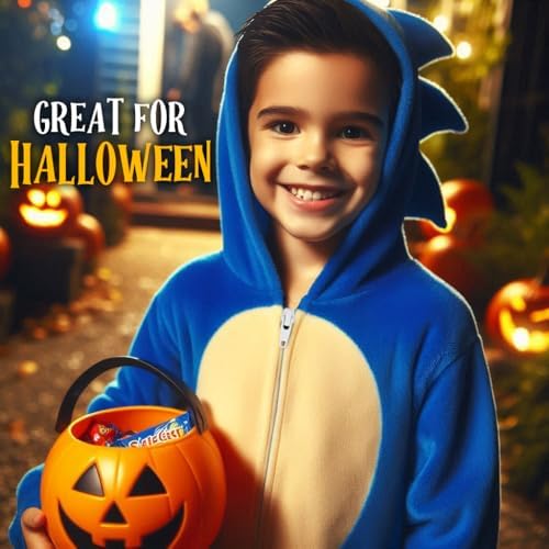 Sonic The Hedgehog Boys Kids Pajama Onesie - Long Sleeve Zip Up Hooded Sleep Robe