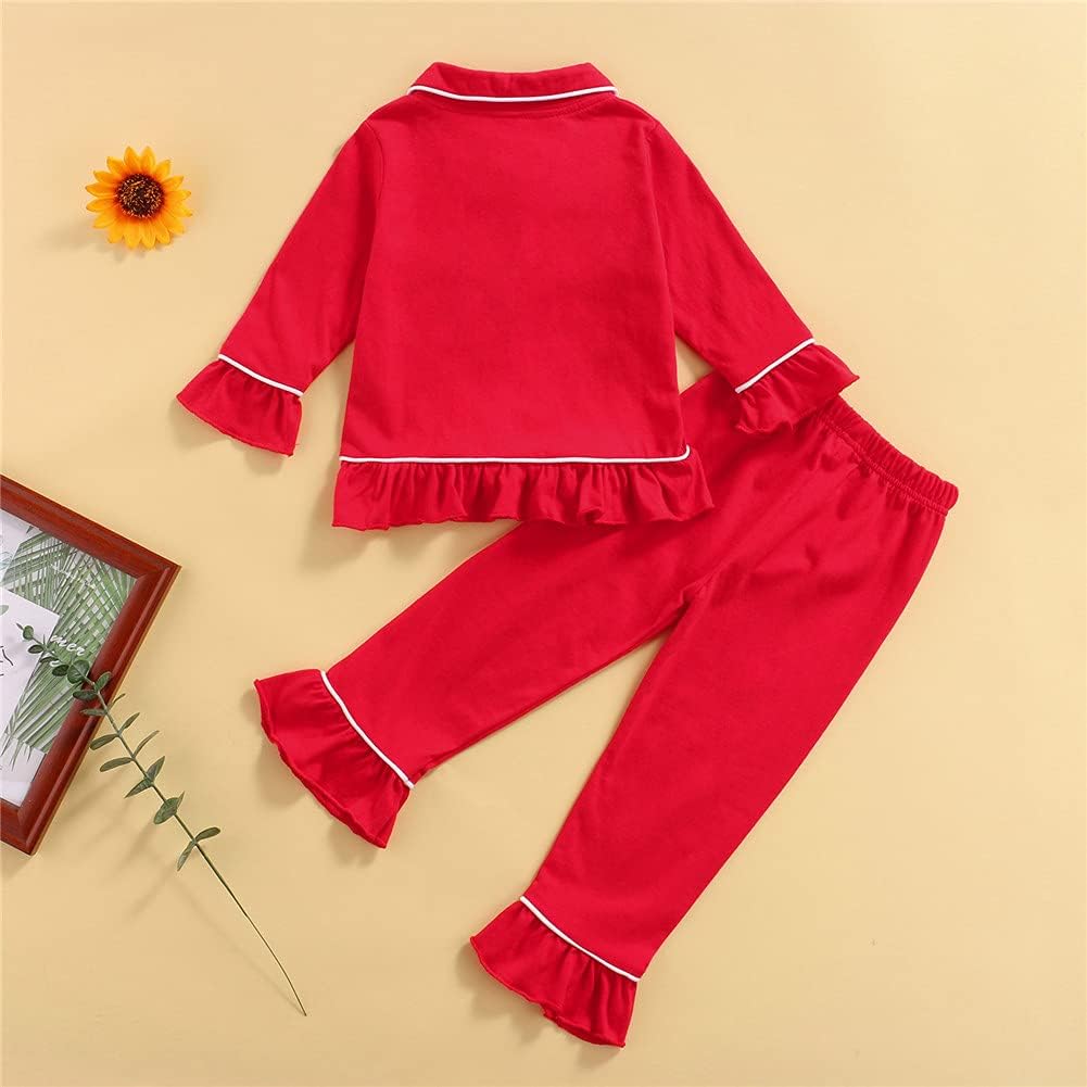 Pj Set for Toddler Girls Soft Ruffle Sleeve Pajamas