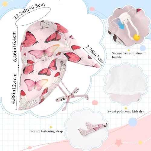 Tropical Butterfly Toddler Sun Hat Pink White