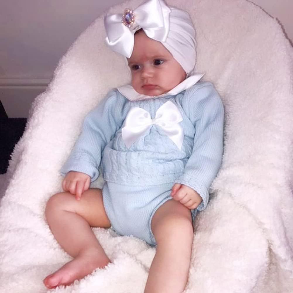 EUBUY Baby Turban Hat Rhinestone Bow Red