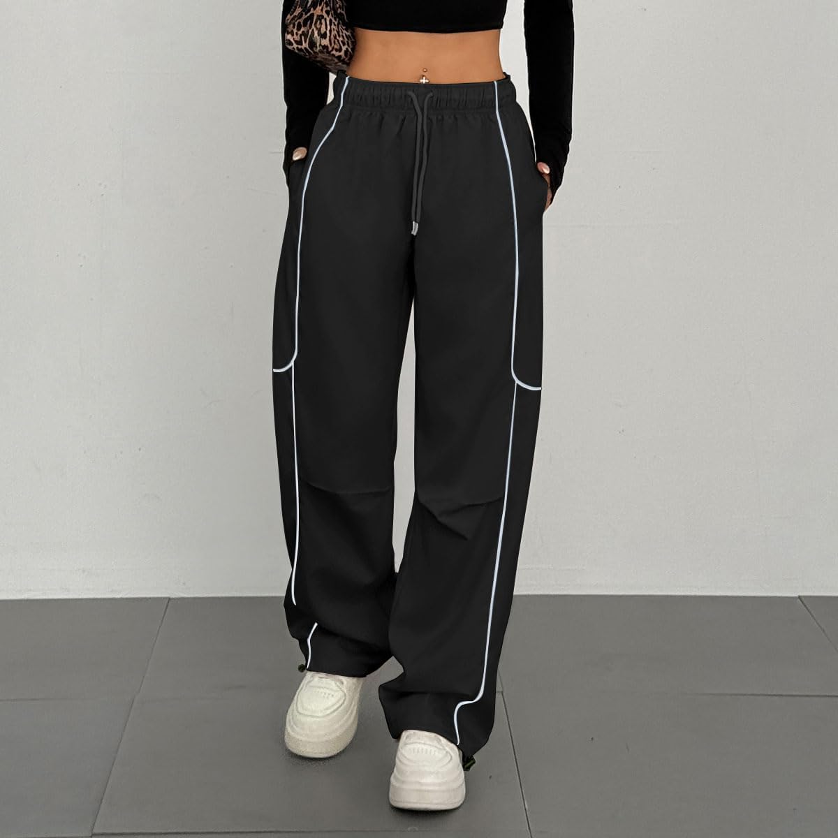 ZAFUL Womens Parachute Sweatpants Y2K Design with Pockets Unique Streetwear for Women