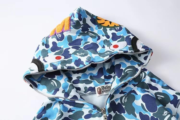 XAHIIAO Youth Fashion Camo Hoodie Zipper Embroidery Hooded Sweater Jacket Men Women