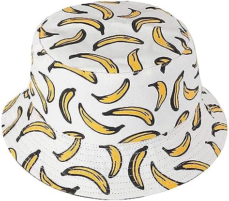 Fruit Print Bucket Hat Reversible Packable Sun Hat for Women Men