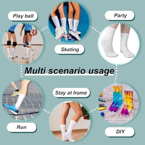 12 Pairs Tie-Dye Cotton Socks for Teens knee high soft durable