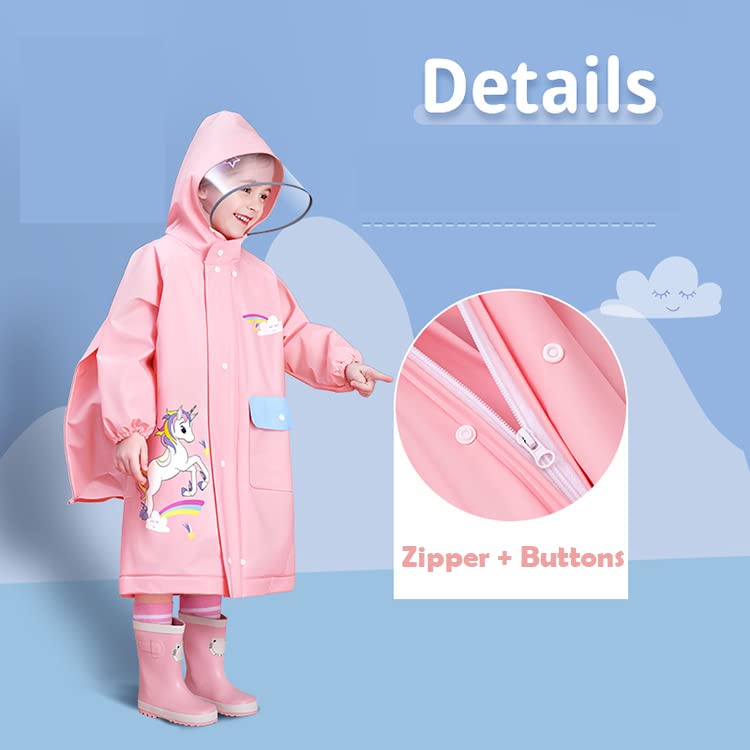 Fewlby Kids Waterproof Raincoat Cartoon Toddler Rainwear