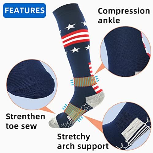 American Flag Athletic Knee-High Socks for Baseball Softball Football Soccer Men