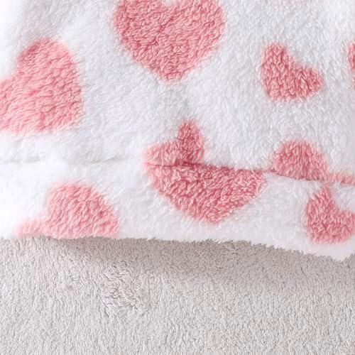 Adorable Heart Print Fleece Tracksuit Set for Toddler Girls