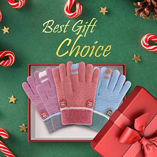 PKWEEN Toddler Winter Gloves - 3 Pairs Soft Wool Lined