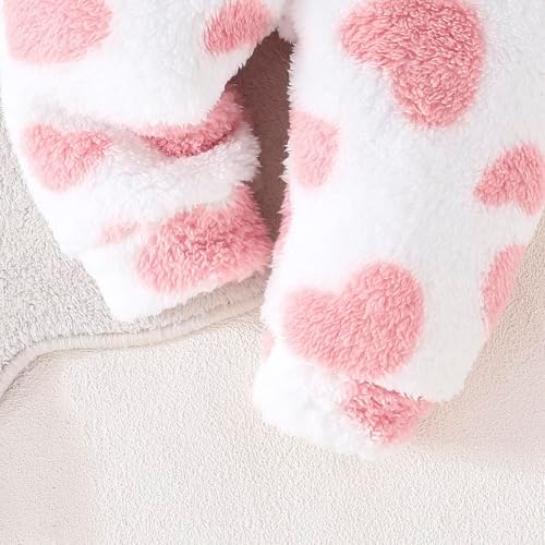Adorable Heart Print Fleece Tracksuit Set for Toddler Girls
