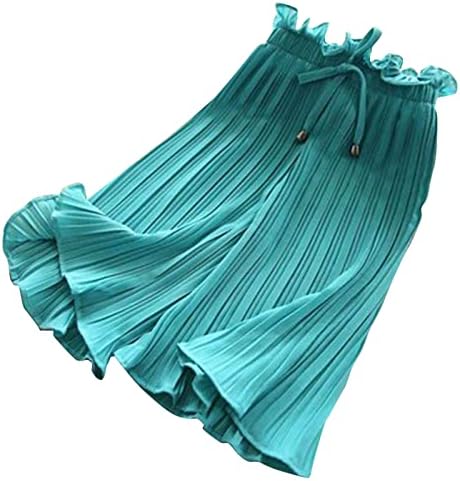 Baby Little Girls Soft Cotton Flowy Wide Leg Ruffled Pants
