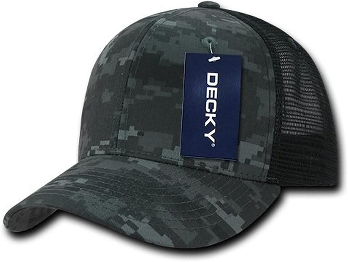 DECKY NightBlack Flat Bill Trucker Cap Camouflage Print