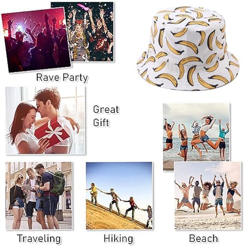 Fruit Print Bucket Hat Reversible Packable Sun Hat for Women Men