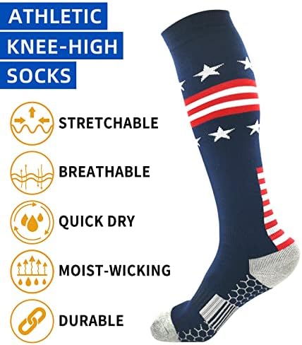 American Flag Athletic Knee-High Socks for Baseball Softball Football Soccer Men