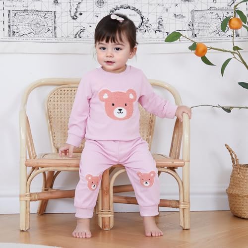 Cute Bear Sweater Pants Set for Toddler Girls