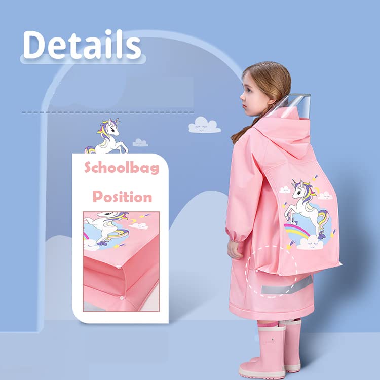 Fewlby Kids Waterproof Raincoat Cartoon Toddler Rainwear