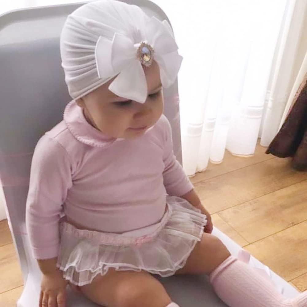 EUBUY Baby Turban Hat Rhinestone Bow Red