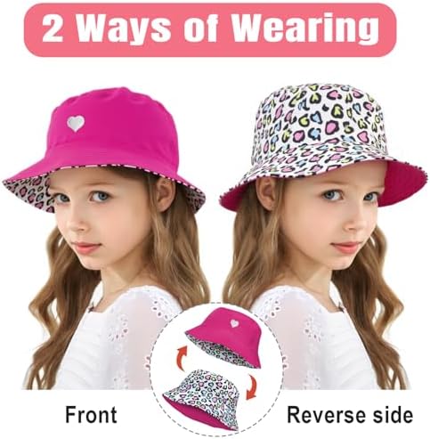 HONGTEYA Reversible Bucket Hat for Kids UPF 50 Protection Double-Sided Style