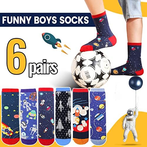 Anlisim Boys Kids 6 Pairs Cotton Socks Spandex Novelty Dinosaur Socks