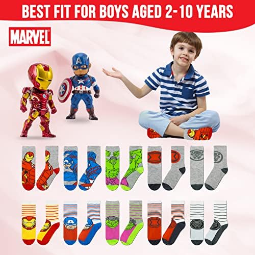 Marvel Superheros Boys Socks 10-Piece Set for Kids