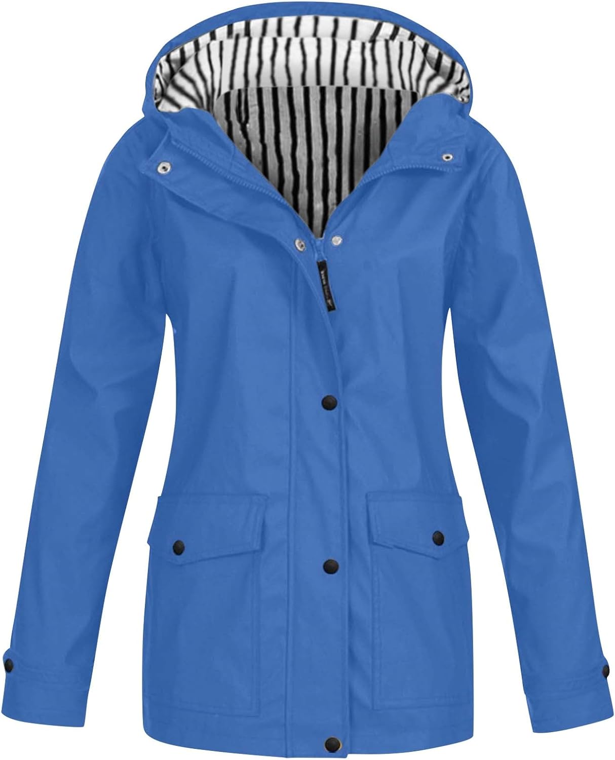 Womens Lightweight Waterproof Windbreaker Trench Coat with Stripes and Lining