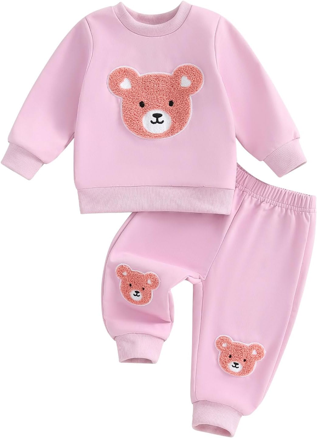 Cute Bear Sweater Pants Set for Toddler Girls