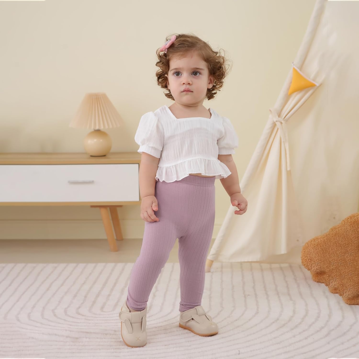 DREAM BUS 5 Pack Toddler Girl Solid Cotton Pants