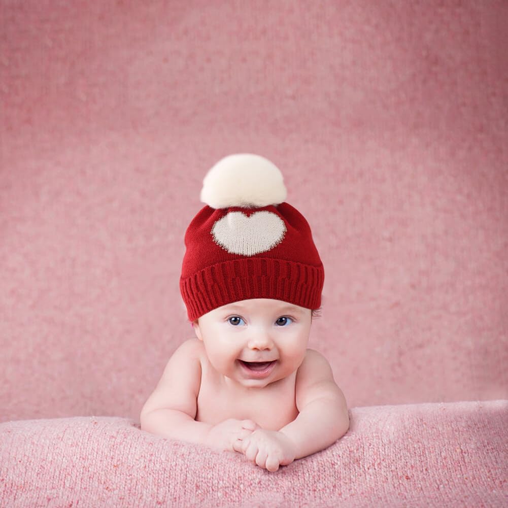 Surakey Baby Knitted Hat with Pompom Winter Beanie