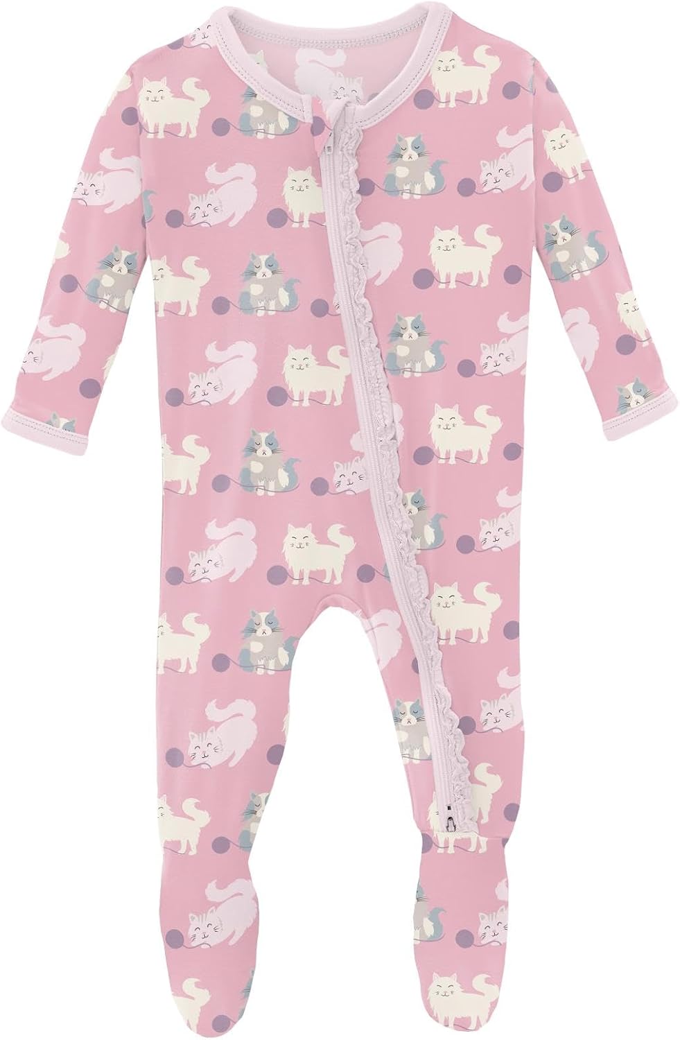 KicKee Print Muffin Ruffle Footie - Soft Cozy Sleepwear for Baby Girls