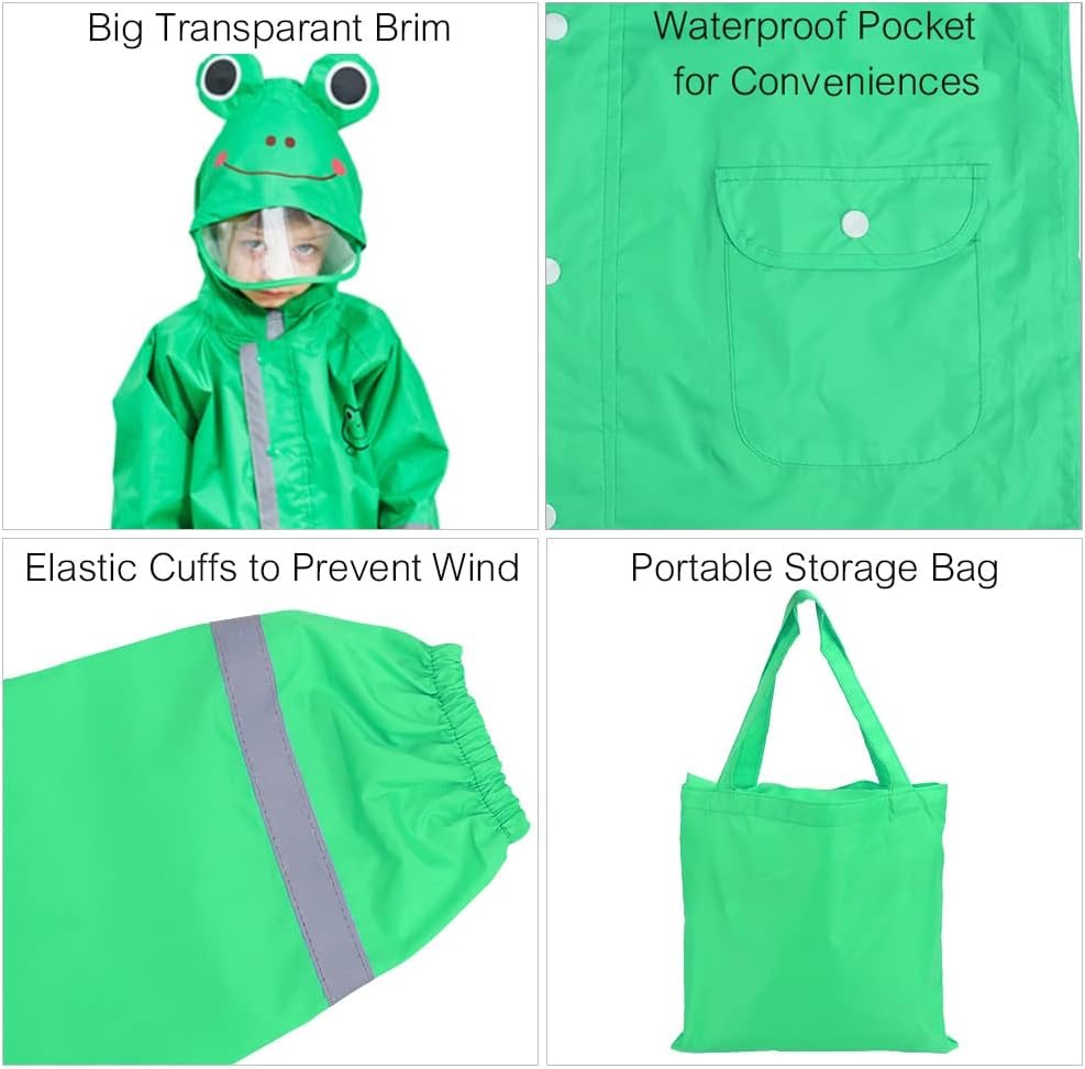 Fun 3D Cartoon Rain Poncho for Kids Waterproof and Hole-Free