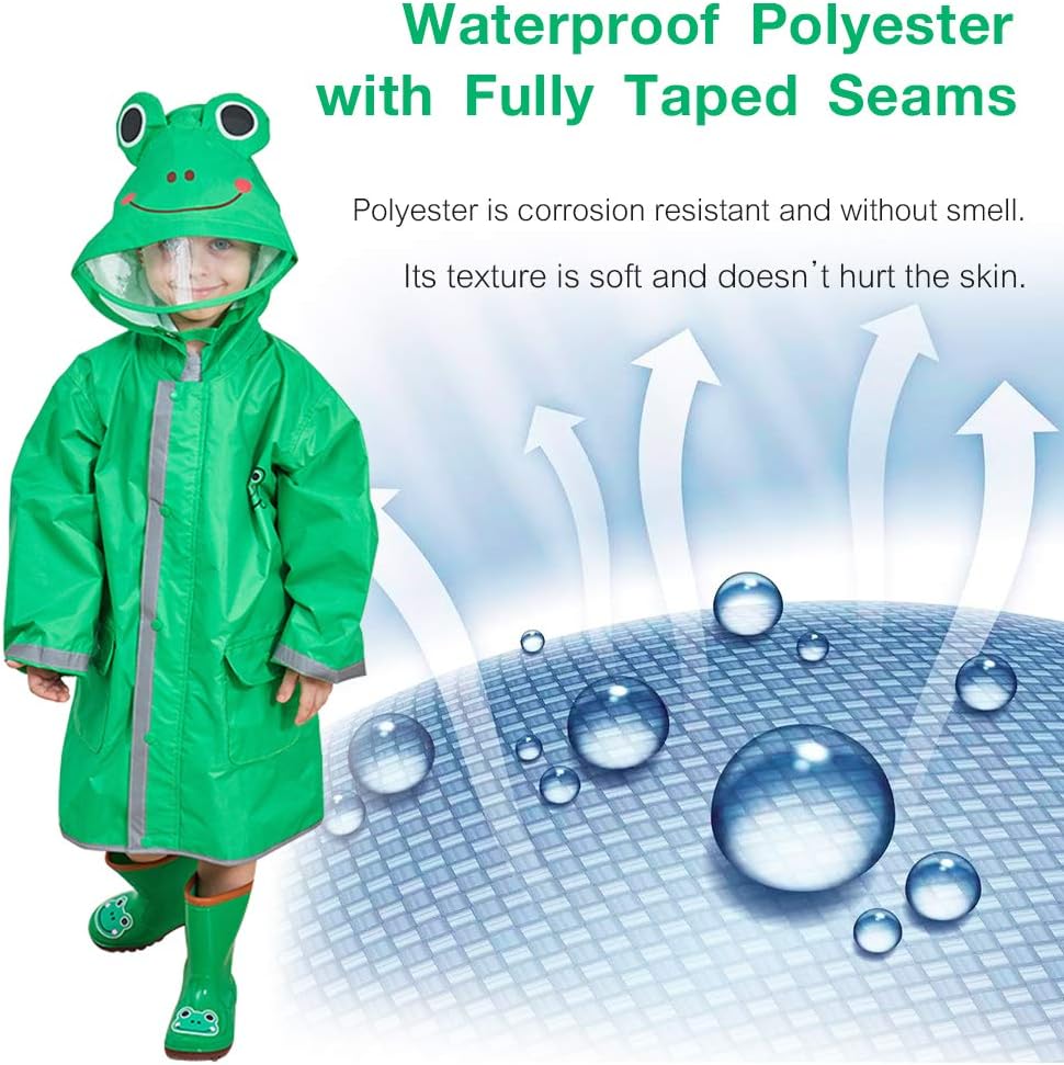 Fun 3D Cartoon Rain Poncho for Kids Waterproof and Hole-Free
