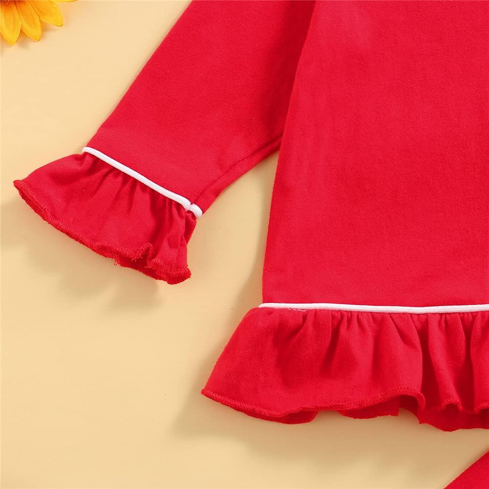 Pj Set for Toddler Girls Soft Ruffle Sleeve Pajamas