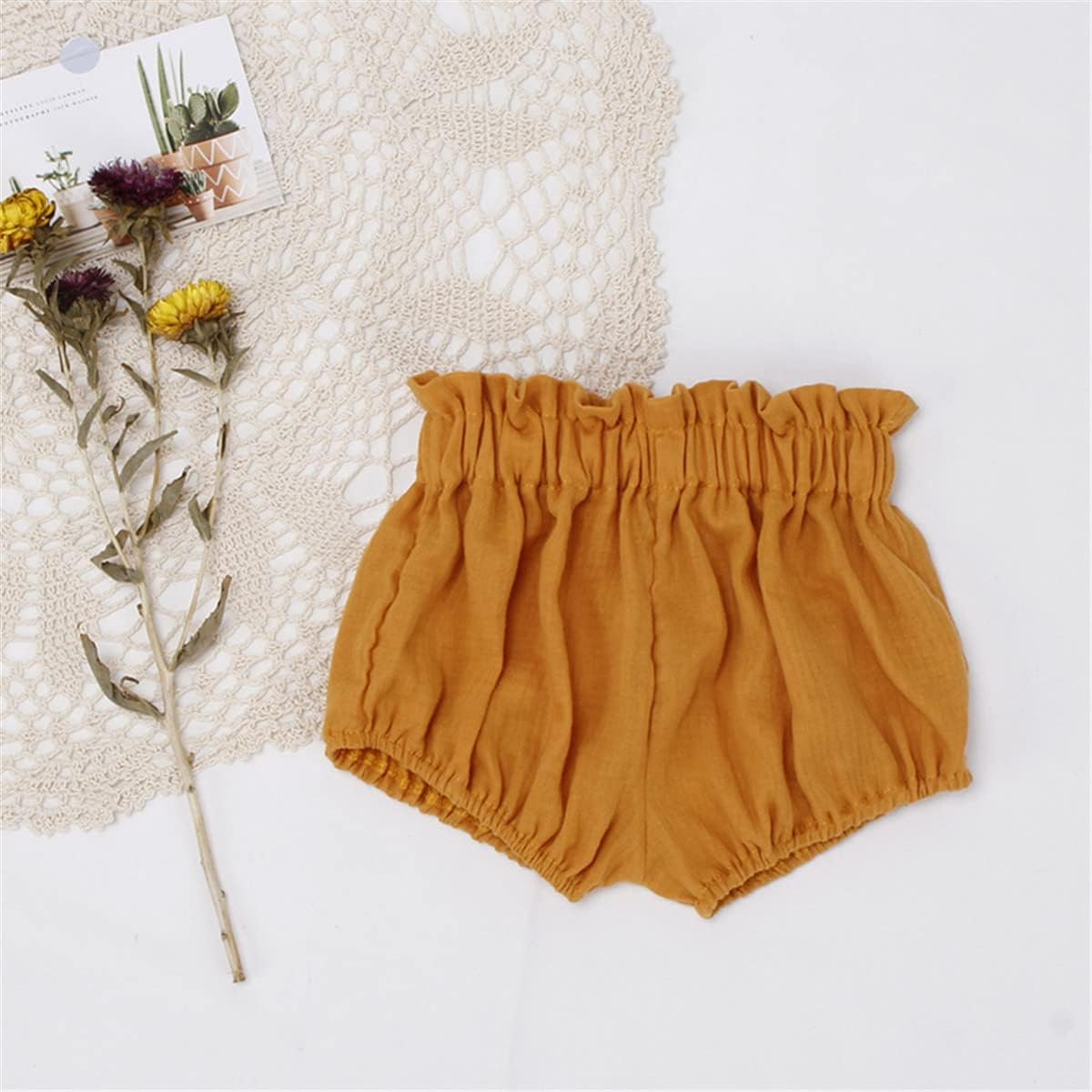 Cute Charts for Baby Girls - Elastic Waist Cotton Linen Blend Shorts