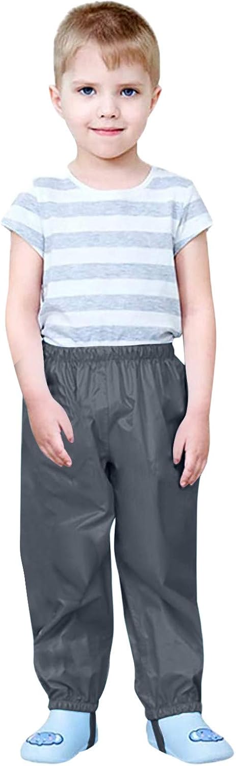 RNTOP Kids Waterproof Toddler Rain Pants Black 3-4