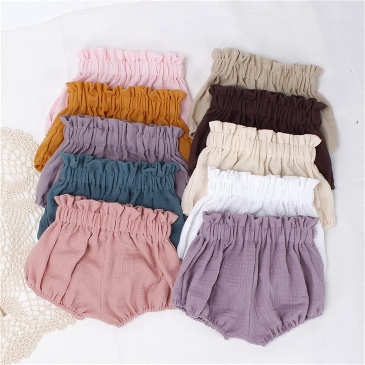 Cute Charts for Baby Girls - Elastic Waist Cotton Linen Blend Shorts