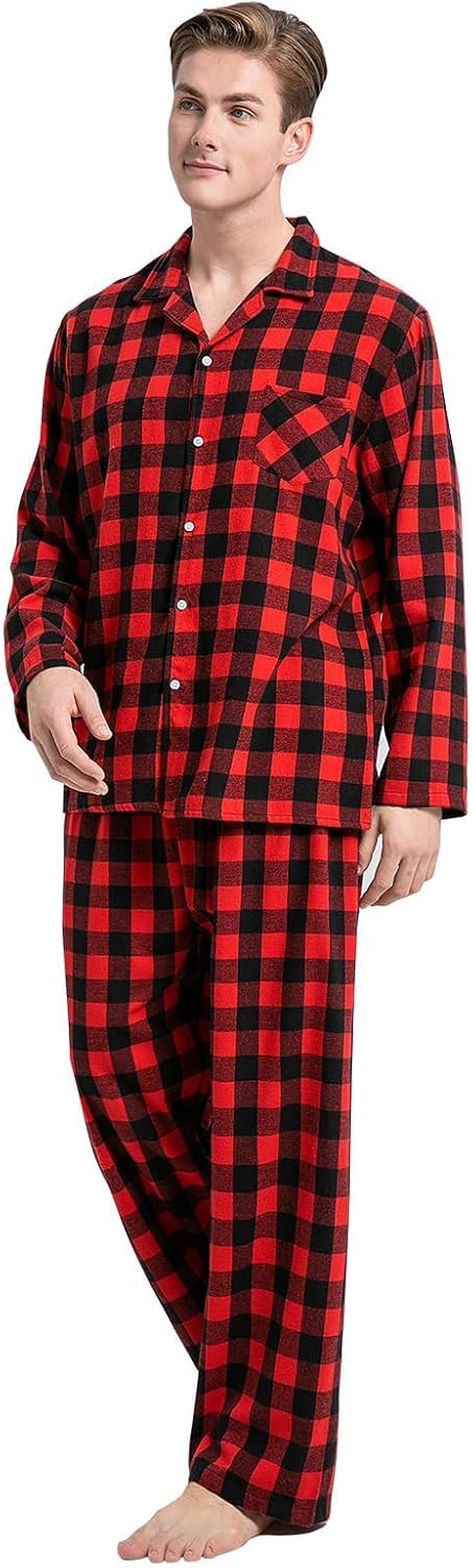 Umeyda Christmas Pajama Matching Set Plaid Sleepwear for Adults Kids