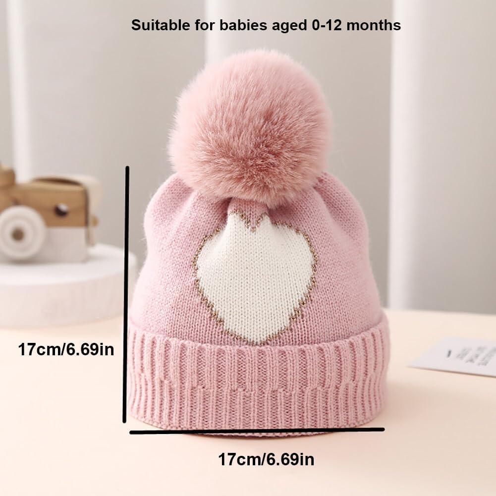 Surakey Baby Knitted Hat with Pompom Winter Beanie