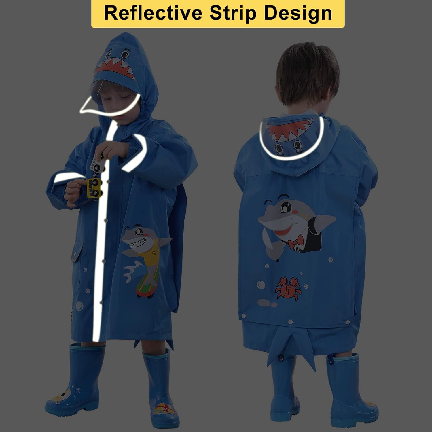 Hovkib Kids Eco-Friendly Waterproof Raincoat for Toddler Girls Boys