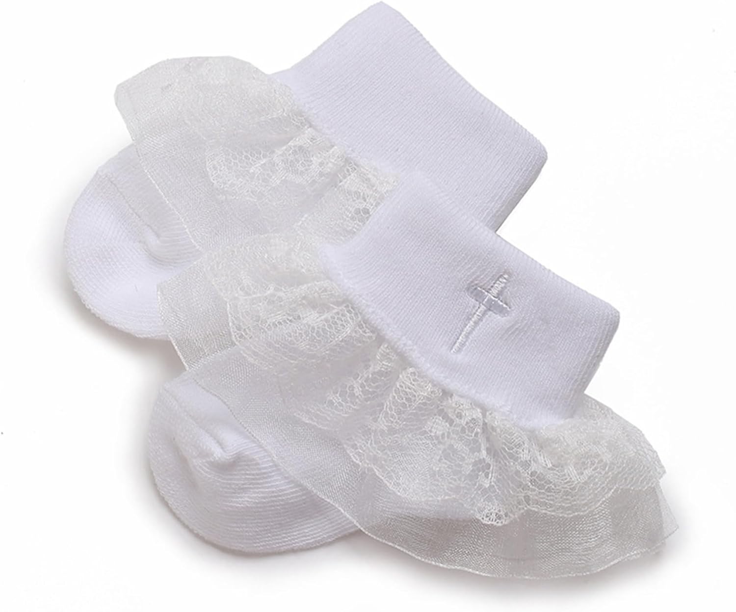 White Crossed Baptism Shoes for Babies