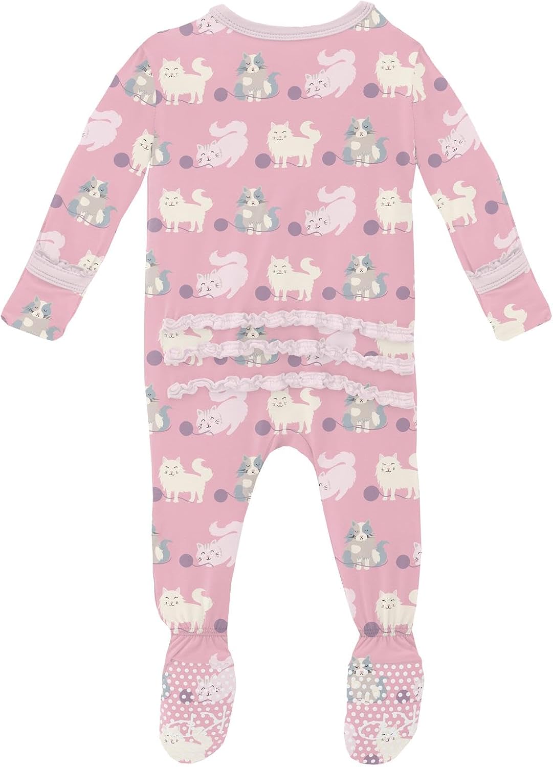 KicKee Print Muffin Ruffle Footie - Soft Cozy Sleepwear for Baby Girls