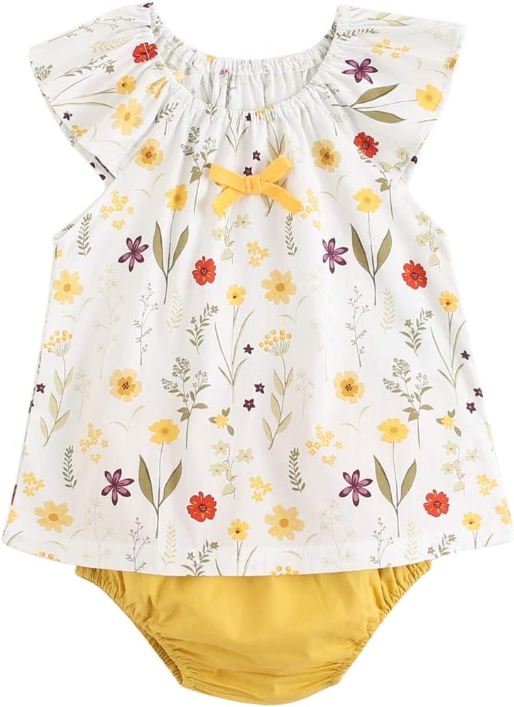 Sanlutoz Summer Baby Girl Clothes Set Floral Cotton Top Bloomers