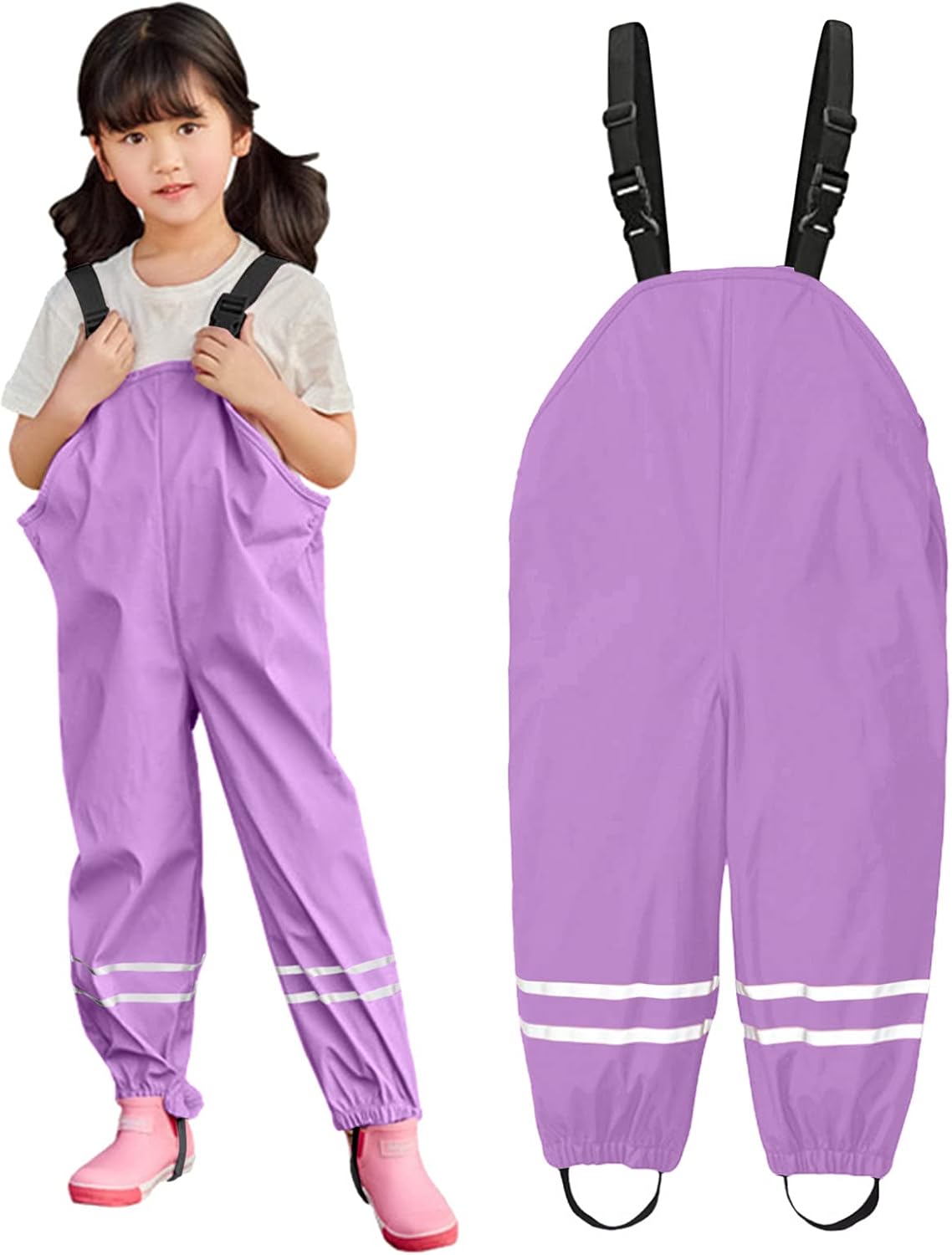Rain Dungarees Unisex Toddler - Waterproof Windproof Hooded Suspension