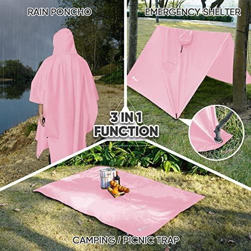 PTEROMY - Waterproof Lightweight Lofted Unisex Rain Poncho for Hiking