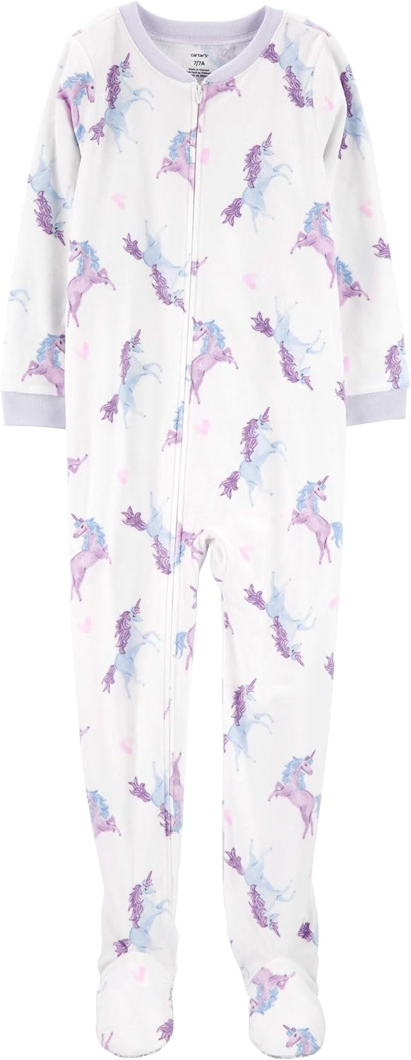 Carters Big Girls Footed Microfleece PJ Sleepers - Super Cozy