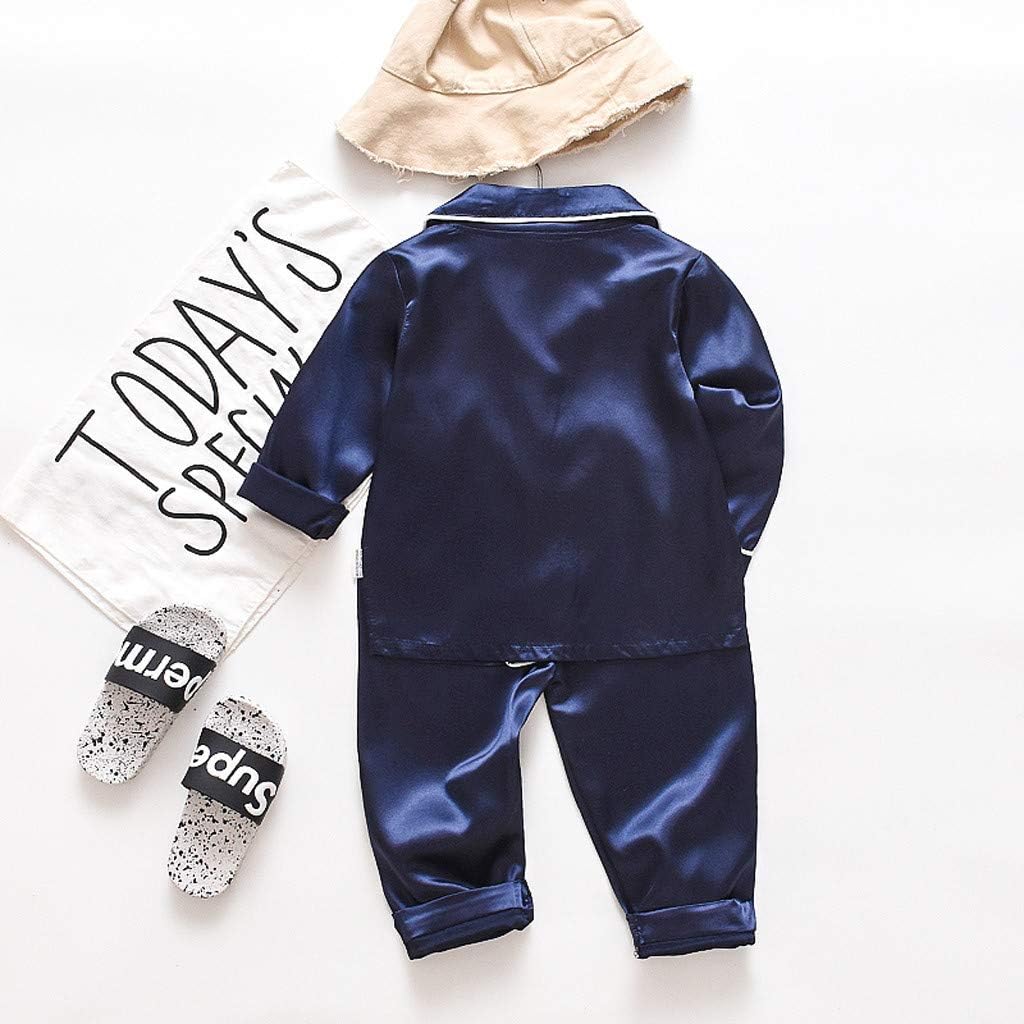 Pajama Set for Baby Boy Girl Button-Up Silk Nightwear