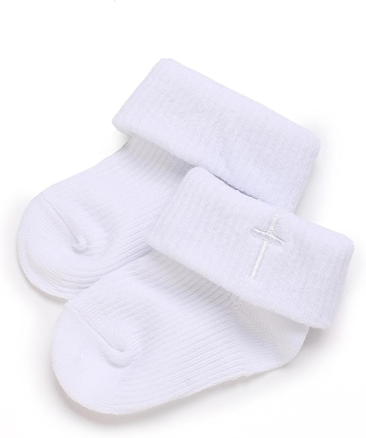White Crossed Baptism Shoes for Babies