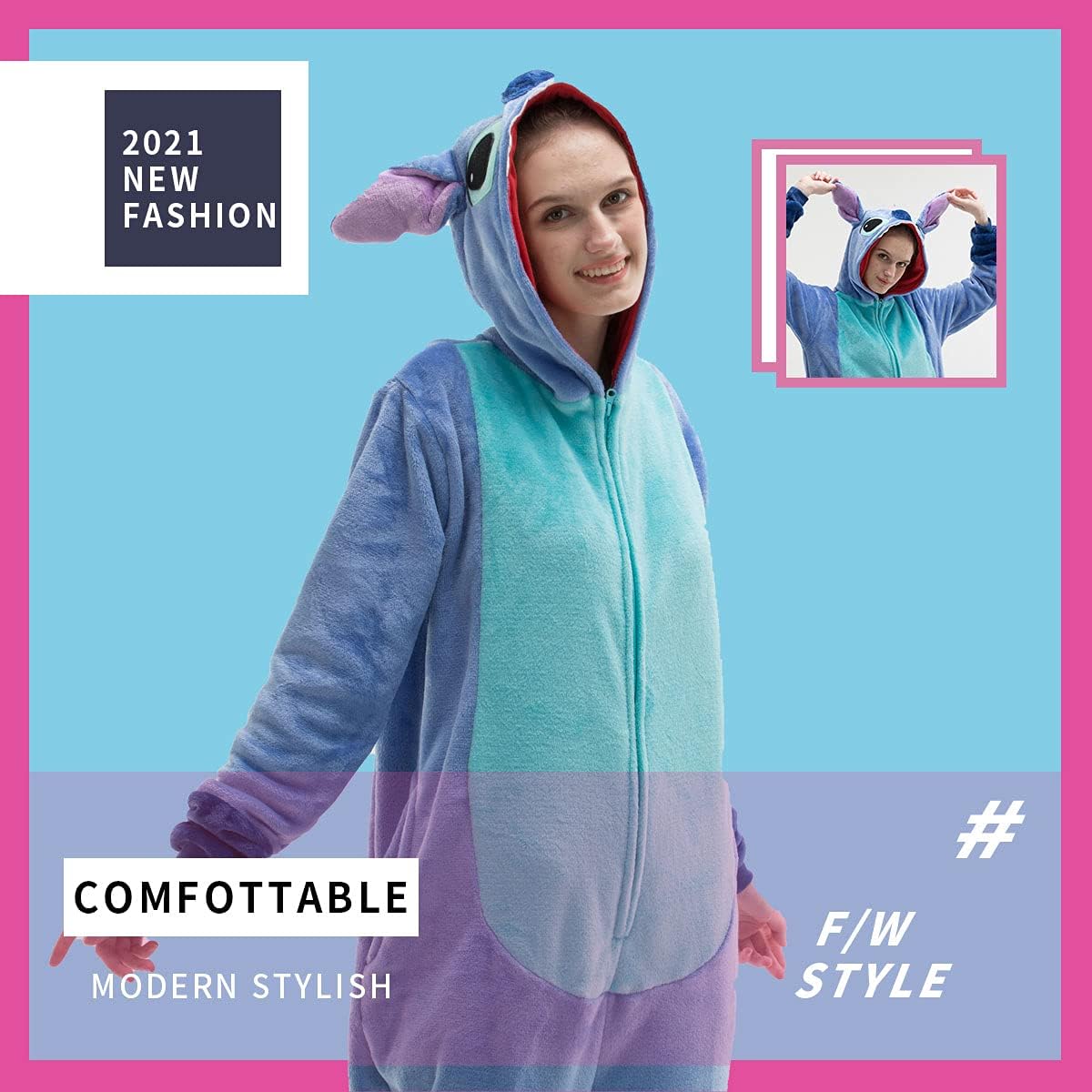COSUSKET Halloween Flannel Onesie Pajamas for Men Women Animal Animal Costume
