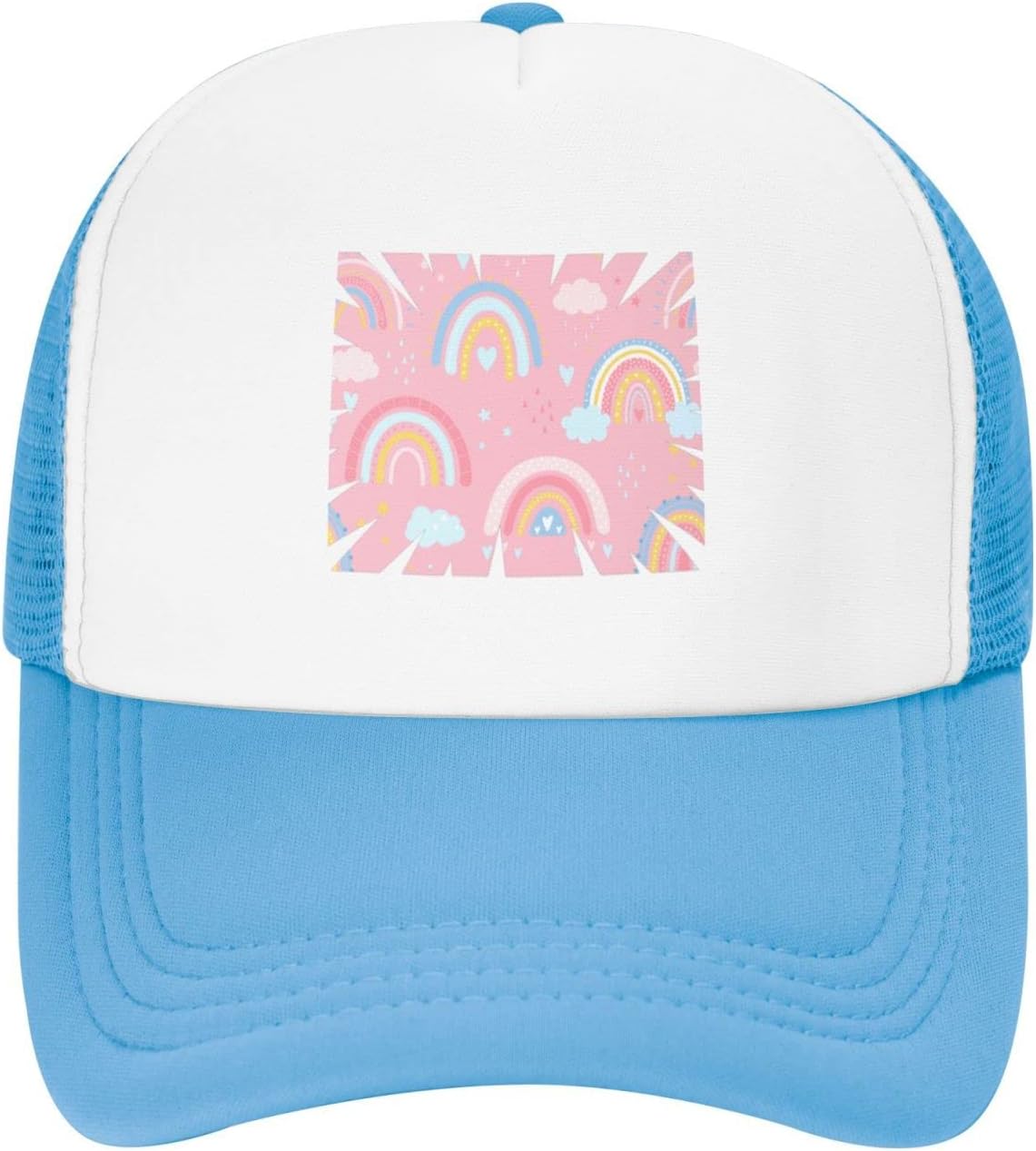 Adjustable Rainbow Pink Baseball Hat for Kids Ages 4-10