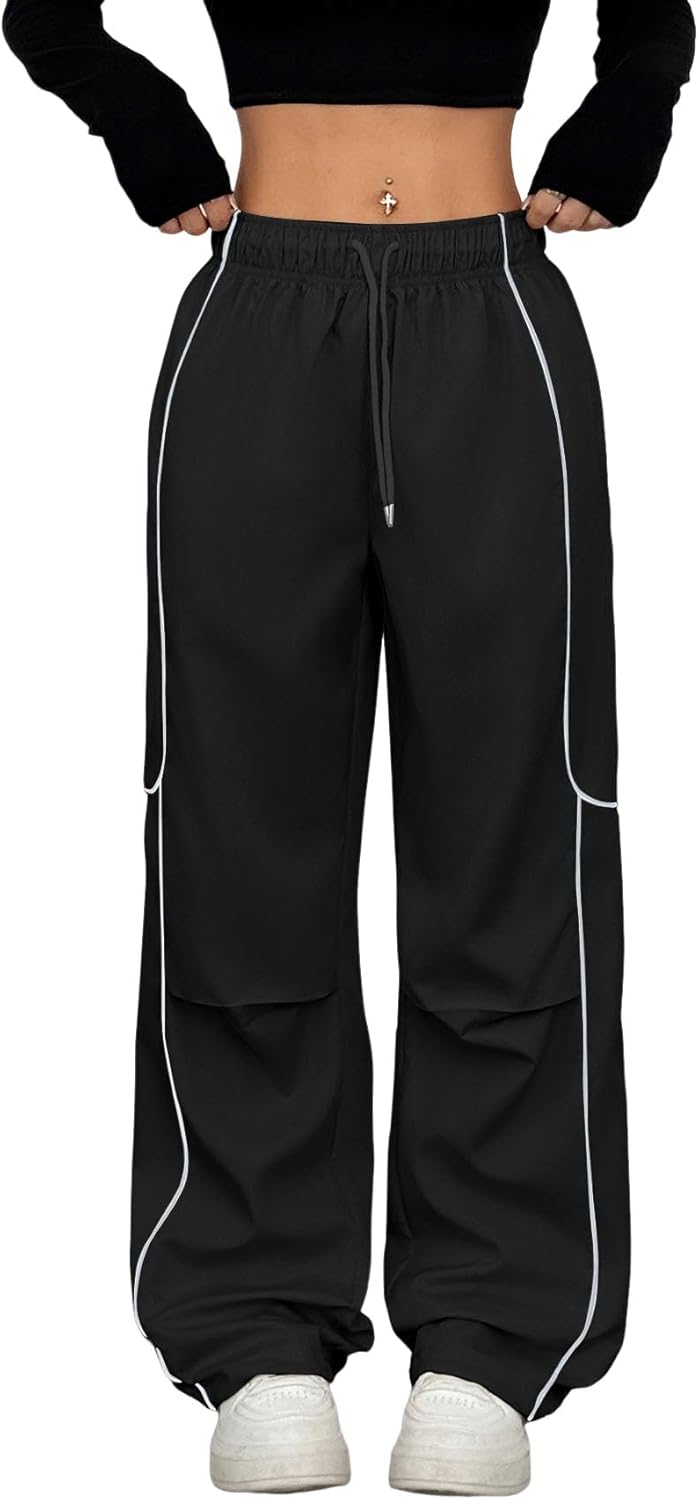 ZAFUL Womens Parachute Sweatpants Y2K Design with Pockets Unique Streetwear for Women